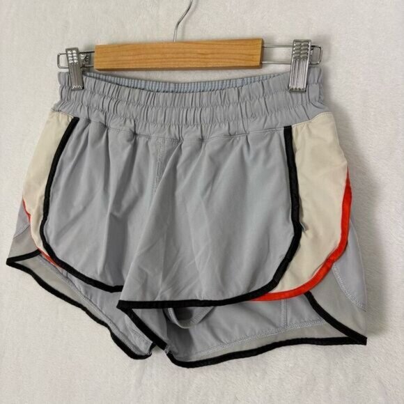 Lululemon Blue-Grey with White & Orange Sides Athletic Shorts Size 4 - Picture 3 of 11